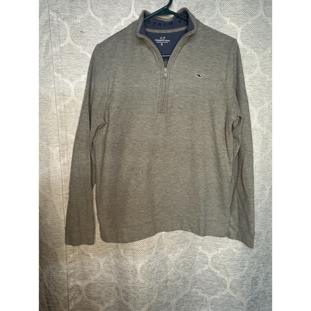 Vineyard Vines Boys Saltwater Quarter Zip Gray Pima Cotton Pullover XL 18